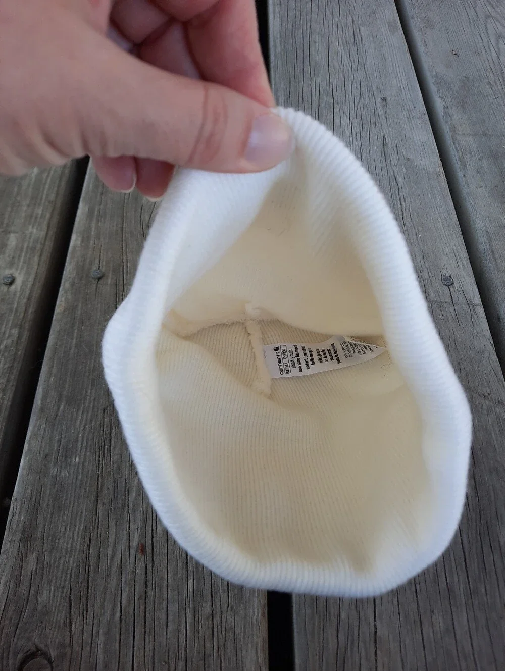 Carhartt Acrylic Ribbed Cuff Logo Patch Beanie Marshmellow AH8990 Unisex Youth